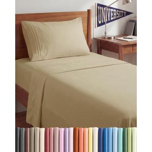 Twin XL Size 3 Piece Sheet Set - Comfy Breathable & Cooling Sheets - Hotel Luxury Bed Sheets for Women & Men - Deep Pockets, Easy-Fit, Extra Soft & Wrinkle Free Sheets - Beige Oeko-Tex Bed Sheet Set