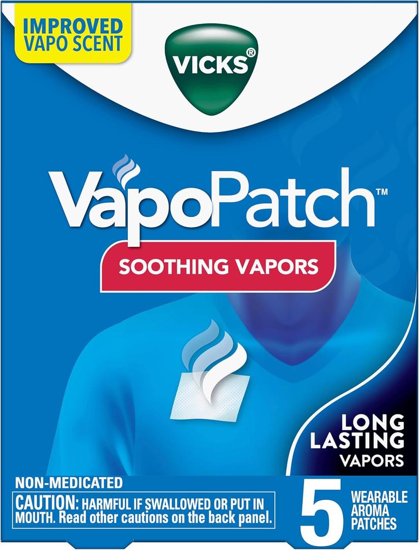 Vicks VapoPatch, Wearable Mess-Free Aroma Patch, Soothing & Comforting Non-Medicated Vicks Vapors, for Adults & Children Ages 6+, 5ct