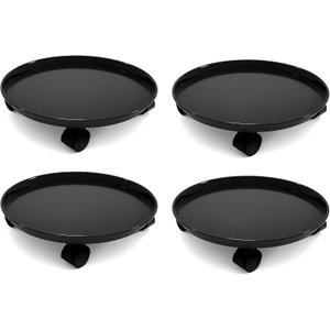 Plant Caddy with Wheels Heavy Duty,4 Pack of Plant Pallet Caddy,Round Potted Plant Stand Mover,Rollers Dolly Trolley Tray with Wheels (15.5" 4pcs Black)