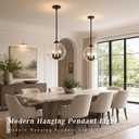 12" Globe Pendant Lights Kitchen Island Glass Globe Pendant Light Fixture Bedroom Mid Century Modern Pendant Lighting Black Pendant Light for Kitchen Island Dinning Room (Bulb Incl.), 1-Pack