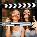 Movie Night Photo Booth Props 22.45x14.18 Inch Movie Theme Photo Booth Fame Prop Selfie Frame Film Clapper Board for Birthday Graduation Festivals Anniversary Wedding Party Supplies