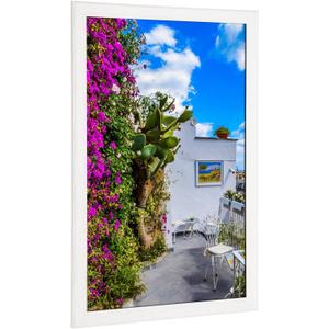 14x22 Wood Frame White, Modern Natural Woodgrain 22x14in Picture Frame, Rustic Wooden 14 x 22 inch Gallery Wall Photo Poster Frame with HD Plexiglass, Horizontal Vertical Wall Mounting Display 1pcs