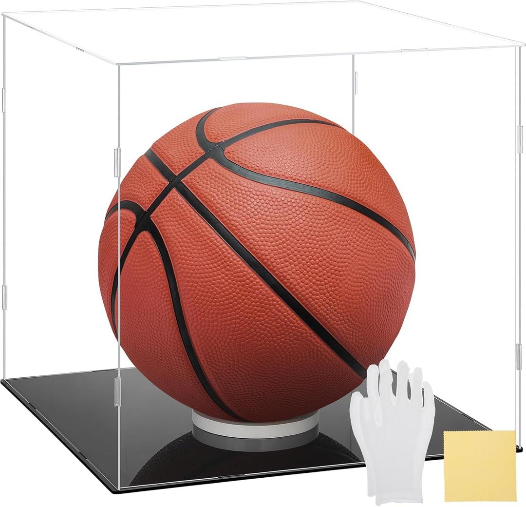 Yungyan 1 Pack Clear Self-Assembly Acrylic Display Case Transparent Dust Proof Protection Showcase for Figurine Collectibles Figures Basketball (12 x 12 x 12 Inch)