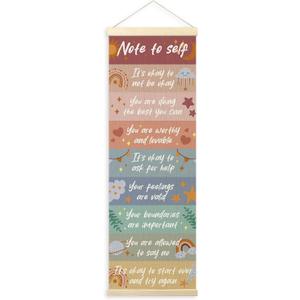 TLESKE Mental Health Wall Art Poster, Note to Self Motivational Wall Decor Hanging Poster with Hanger Frame for Therapy Office Classroom, Positive Affirmations Wall Prints Picture Framed Banner, 12x35