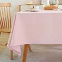 Laolitou Spring Table Cloth (Fits 6 Foot Table) Rectangle Linen Waterproof Textured Light Pink Tablecloth, Washable Wrinkle Free Spill Proof Fabric Tablecloths for Dining Table Farmhouse, 60x84 Inch