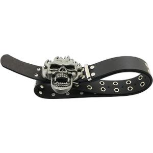 Men And Women Metal Skull Head Leather Buckle Belt Waist Band Jeans Decorative Punk Belt Waist Chain Belt
