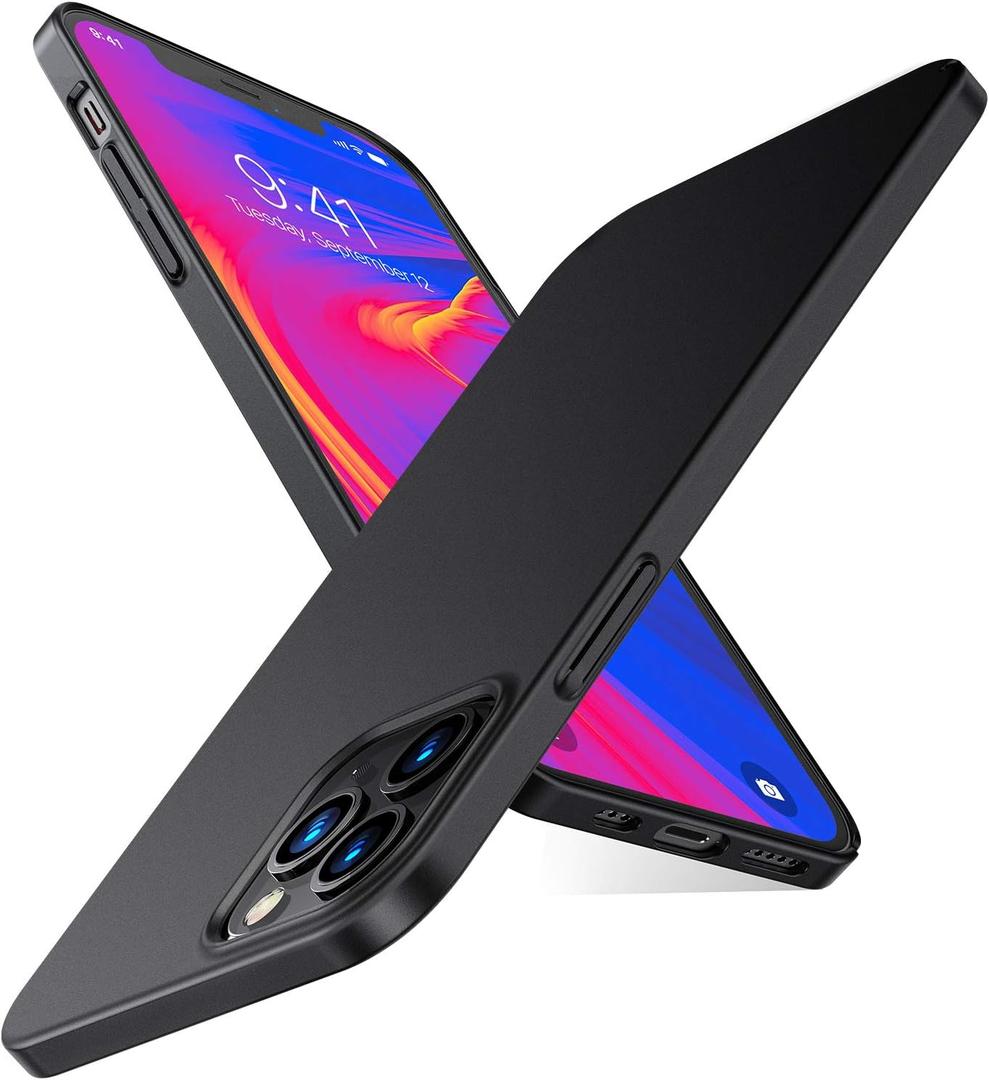 TORRAS Slim Fit for iPhone 12 Pro Max Case Ultra-Thin Sturdy Protective Cover with Non-Slip Grip & No Fingerprint Hard Plastic Super Slim Phone Case for iPhone 12 Pro Max Phone Case 6.7", Space Black