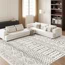 Art&Tuft 6x9 Area Rug, Super Soft Ultra-Thin Moroccan Washable Rug, Anti-Slip Backing Rugs for Living Room, Foldable Geometric Machine Washable Area Rug(6'x9', Ivory)