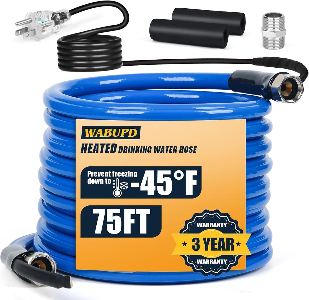 75FT Heated Water Hose for RV,Heated Hose,Anti-freezing Temperature Down to -45F, Great Rv Accessories for Campers, Livestock, Agriculture (75FT)