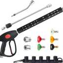 M MINGLE Replacement Pressure Washer Gun with Extension Wand, 30 Degree Curved Rod, M22 15mm or M22 14mm Fitting, 5 Nozzle Tips, 4000 PSI