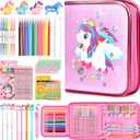 beefunni Unicorn Fruit Scented Markers Set 56 Pcs, Art Supplies for Kids 4-6-8, Arts and Crafts Coloring Set, Markers Pencil Crayon&Gel Pen Drawing Kits - Birthday Gifts for Girls 4 5 6 7 8 Year Old (Light Pink)