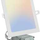 Square Led Recessed Light 8 inch Dimmable with Junction Box,3CCT 3000K/4000K/6000K Selectable,1600LM CRI90+18W Ultra-Thin led recessed Light Square Canless Downlight High Brightness, Pack of 1