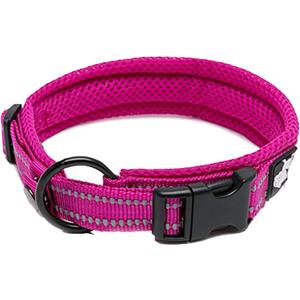 TRUE LOVE Truelove Dog Collar Reflective Premium Duraflex Buckle,High Grade Nylon Webbing No Choke Basic Collars TLC5011(Fushcia,S)