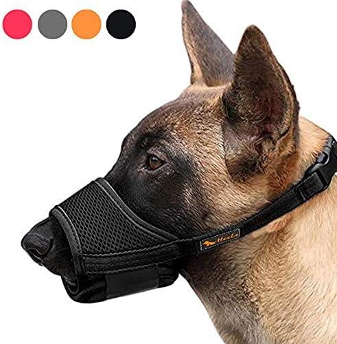 HEELE Dog Muzzle,Soft Nylon Muzzle Anti Biting Barking Chewing,Air Mesh Breathable Drinkable Adjustable Loop Pets Muzzle (Black, M)