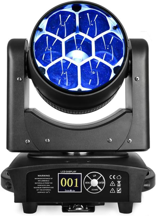 BETOPPER Moving Head Light 7x40W RGBW Beam/Wash/Zoom/CTO Effect Bee Eye LED Stage Lighting Spotlights, Sound Activated for DJs, Bars, Christmas, and Home Party Lighting, 1 Pack