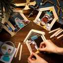 Jenaai 24 Set Nativity Wooden Stick Ornament Craft Kit Make a Nativity Scene Hanging Ornament Religious Christmas Crafts for Christmas Tree Home Party Classroom Activities