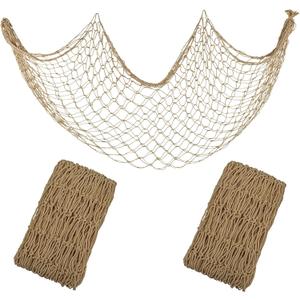 Decorative Fishing Net 5x10 ft,YuanDe 2 Pack Large Caramel Picture Fish Net, Wall Photo Hanging Fishnet for Nautical Mermaid Pirate Ocean Themed Hawaii Beach Under The Sea Party Decorations