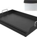 YACONA 2516 Nonstick Universal Griddle for Gas Grill, Muti-Purpose Cooking Cast Iron Griddle with Grease Groove, Pre-Seasoned Flat Top Plate Insert for Camping, Tailgating, Parties