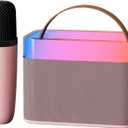Mini Karaoke Machine for Kids, Portable Karaoke Machine with 1 Wireless Microphone Colorful Lights - Gifts Toys for Girls Boys Ages7, 8, 9, 10, 12+(Pink)