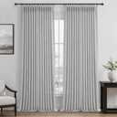 Light Grey Pinch Pleated Semi Sheer Curtains 92 Inches Long 2 Panels Set for Kids Room, Memory Trained Natural Linen Privacy Rustic Curtain with Ceiling Track for Sunroom 90-92 Inch Windows Drapes