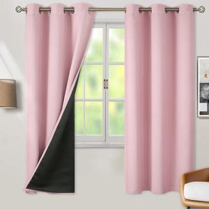 BGment Baby Pink 100% Blackout Curtains for Nursery Bedroom 72 Inch Length 2 Panels, Thermal Insulated Full Light Blocking Grommet Noise Cancelling Window Curtains for Girls Room, 42 Inch Wide Each