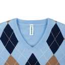 BOBOYOYO Boys Argyle Sweater 100% Cotton Cable Knit Boys Uniform Sweater V-Neck Christmas Kids Pullover for Children 9-10 Years