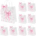 H1vojoxo Pink Bow Gift Bags - 24PCS Clear PVC Gift Bags with Handles DIY Ribbon Coquette Bow knot Reusable Transparent Tote Bag for Girls Birthday Baby Shower Weeding Bridal Engagement Party