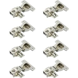 LIKERAINY 95Deg Full Overlay Face Frame Hinge 40mm with Hydraulic Damper for Heavy and Thick Door Compact Soft Closing Short Mini Hinges for Cabinet Cupboard Wardrobe Pack of 8
