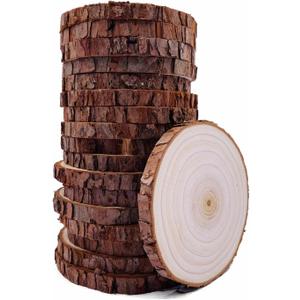 Unfinished Natural Wood Slices with Bark 20 Pcs 3.5-4 inch Craft Wood kit Circles Crafts Christmas Ornaments Rustic Wedding Decoration DIY Crafts for Crafts