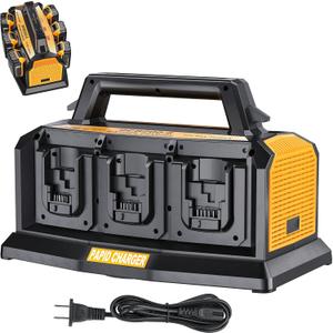 20V Max Battery Rapid Meanwhile Fast Charger 6-Ports,Charger Station for Dewalt 20V/60v Max Battery,Simultaneous Charging of 6 Port Each 3A,Compatible with Dewalt 12V/20V 60V Multi Battery Tools
