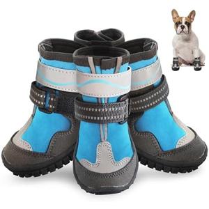 Dog Shoes, Otunrues Dog Shoes for Small Medium Large Dogs, Anti-Slip Dog Boot with Reflective, Waterproof Dog Booties & Paw Protectors for Winter Snowy Hot Pavement Day (Blue,XL)