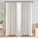 jinchan Pinch Pleated Curtain - 52 x 96 Inch Length, Light Filtering, White, Bedroom/Living Room, 1 Panel Texture Window Drape