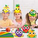 24 Sets Summer Fruits Headband Craft Kits DIY Fruit of The Spirit Paper Hat Crown with Strawberry Cutouts Back to School Art Stickers Craft for Kid Holiday Party Favor Supplies School Home Activity