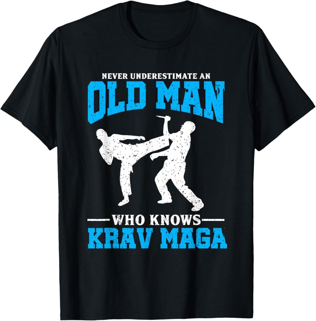 Never Underestimate An Old Man Krav Maga Graphic T-Shirt (Small)