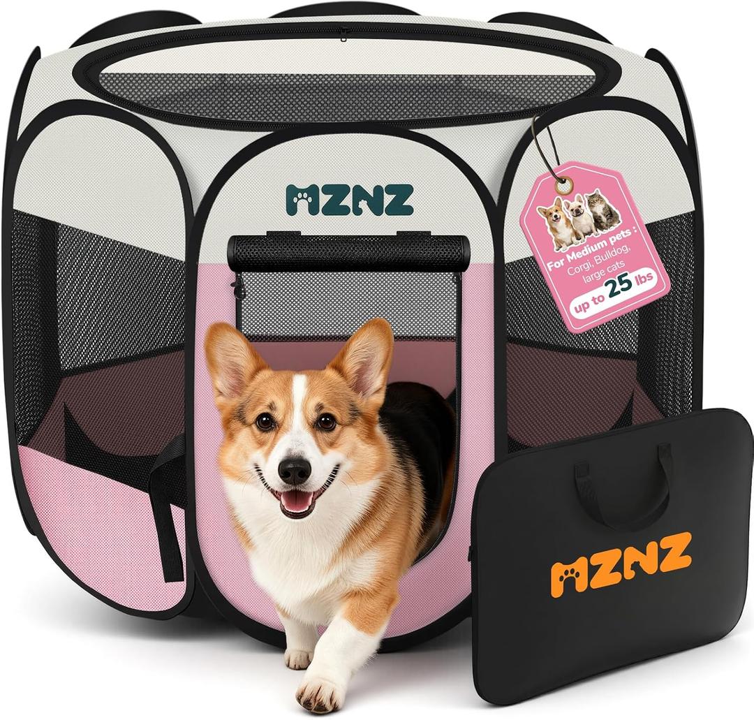 Dog Cat Small Animal Puppy Playpen Crate, Medium, Pink