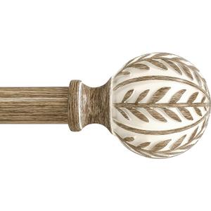 Boho Wood Curtain Rods for Windows 48 to 84 inch,1" Adjustable Heavy Duty Window Curtain Rod with Imitation Wood Grain Finials,Rustic Decorative Drapery Rods Set,Size:36-88'',Weathered Wood