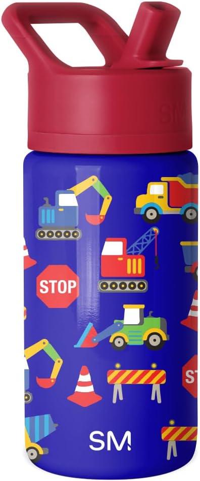Simple Modern Kids Water Bottle with Straw Lid | 14oz Insulated Stainless Steel Kids Tumbler & Spill Proof Toddler Cup for School, Girls, Boys | Summit | Under Construction