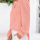 PRETTYGARDEN Women's Lace Long Sleeve Button Down Blouse (Pink, M)