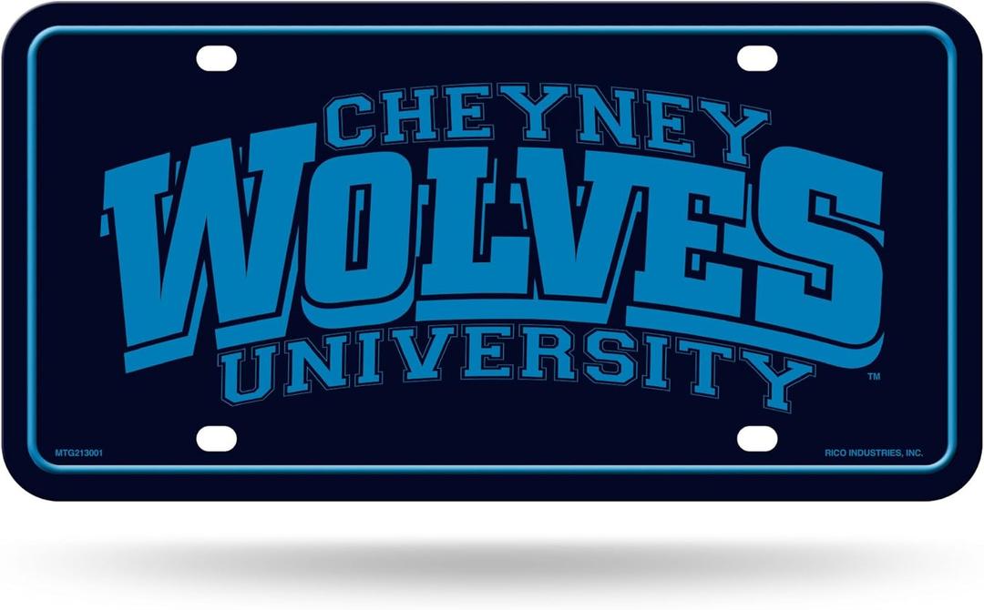 Rico Industries NCAA Cheyney Wolves Metal Auto Tag 6" x 12" - Great for Truck/Car/SUV (Team Color)