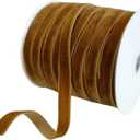 Abbaoww 50 Yards Vintage Brown Velvet Ribbon 3/8 Inch Wide for Gift Wrapping Christmas Wedding Home Decoration DIY Projects (Brown)