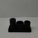 Black Bathroom Accessories Set 4 Pcs - Toothbrush Holder,Lotion Soap Dispenser,Qtip Holder Dispenser,Vanity Tray for Countertop Vanity Organizer,Bathroom Accessory Set