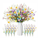 Giegxin 12 Pack 15.7 Inch Artificial Easter Flower Decorations Easter Egg Picks Colored Winter Jasmine Decorative Spring Floral Stems Flower Centerpieces for Table Home Decor(Easter Egg) 
