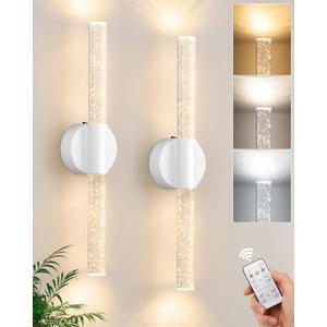 VerRon Peel and Stick Rechargeable Magnetic Wireless Wall Sconces Set of 2
Linear Wall Lights with Remote&Touch Control, 3CCT&Dimmable Battery Powered Vanity Wall Lamp for Bedroom Living Room