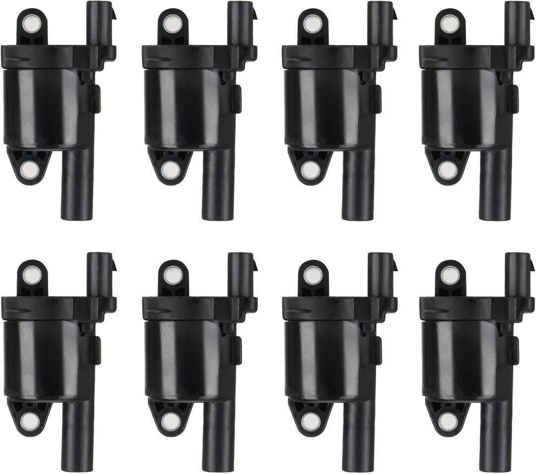 Round Ignition Coil Pack for GMC Envoy 05-08 5.3L, Cadillac Escalade 07-16 6.2L, Chevy Avalanche 07-13 5.3L, Silverado 1500 07-13 4.8L, UF535 UF585 C1691 GN10235 001501980 19005267 2729060060, 8 PCS