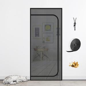 DOOREASY Pet Screen Door, Upgraded Cat Resistant Mesh Screen to Stop Cats Running Out, Easy Install Pet Door Mesh with Zipper Closure for Doorways Bedroom Kitchen Patio (Fits Doors Up to 34"x80")