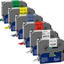 Labelwell 6-Pack TZe 12mm 0.47 Laminated Multi Color Compatible for P Touch Label Tape TZ TZe-231 131 431 531 631 for PTouch PT-H110 D210 D220 PT-H103W, Clear/White/Red/Blue/Yellow/Green