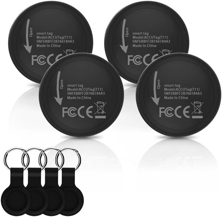 Air Tracker Tags 4 Pack Smart Tag Bluetooth Trackers Work with Apple Find My (iOS Only), Lightweight Tag Prevent Loss of Luggage Wallets Keys Bags,Replaceable Battery,IP67 Waterproof