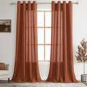 Nanspring Terracotta Sheer Curtains 102 Inches Long Textured Linen Blend Lightweight Elegant Modern Decor Curtain Drapes Grommet Semitransparent Light Filter Long Curtains for Living Room 52X102