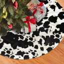 Christmas Tree Skirt 36", Cow Print Xmas Tree Skirt for Holiday Ornaments Decor Gifts