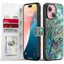 FUNMIKO for iPhone 13 Mini Case Wallet,Detachable Flip Folio Leather Cover,RFID Blocking 4 Card Slots Holder,Magnetic Kickstand,Protective Phone Shell for Women Girls 5.4",Green Oyster Shell